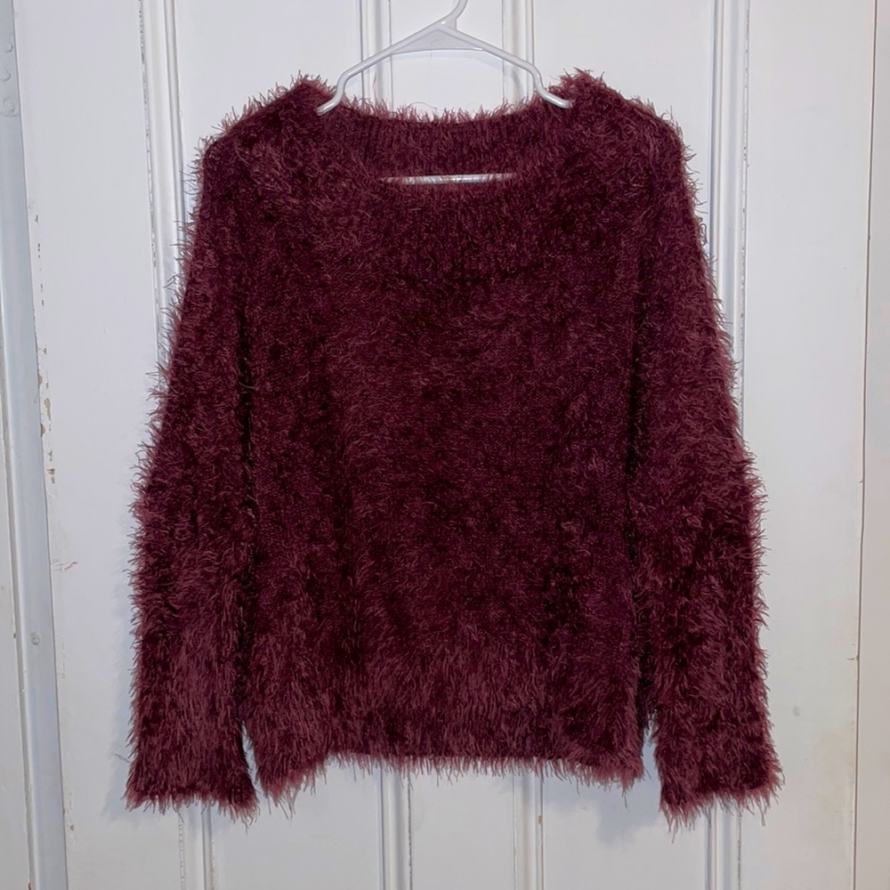 Express Fuzzy Sweater, Purple, Medium